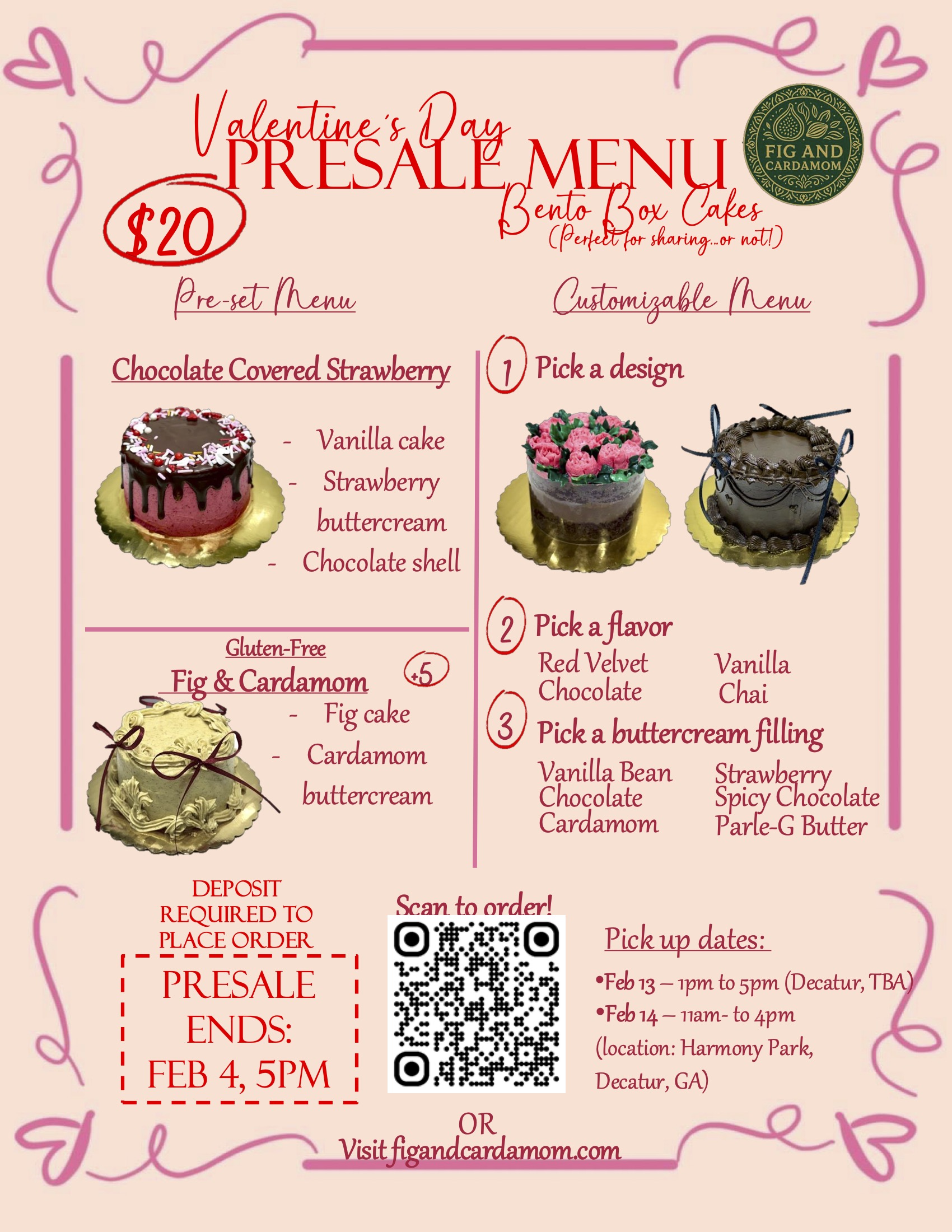 Valentine's Day Presale Menu