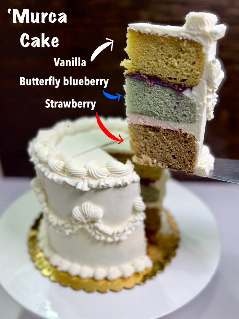 'Murca Cake — 3-layer strawberry, blueberry and vanilla cake